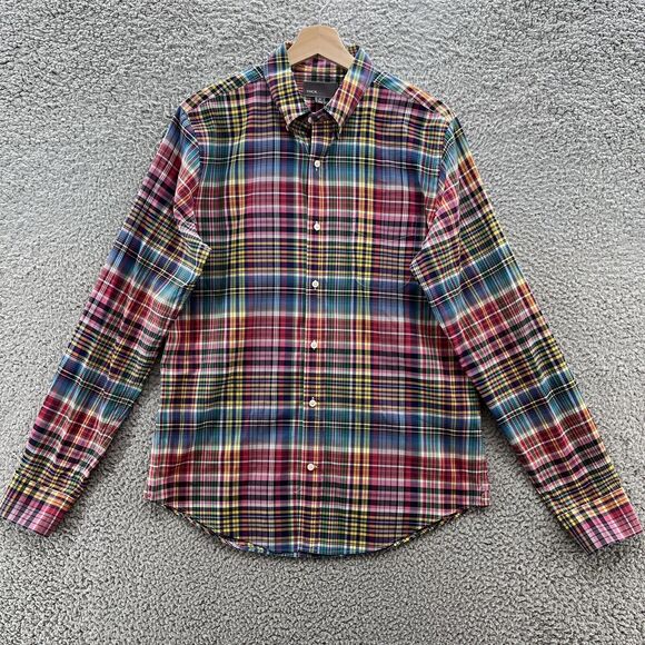 Vince Other - Vince Shirt Mens Medium Colorful Plaid Long Sleeve Cotton Slim Fit Button Down